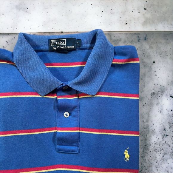 Ralph Lauren Other - Ralph Lauren Polo Shirt Mens Large Blue Red Yellow Short Sleeve Golf Classic Fit